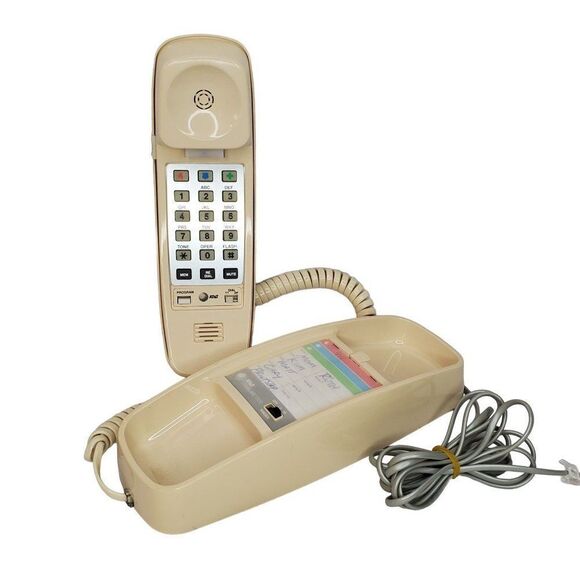 Vintage Princess Push Button Telephone AT&T Trimline 1300 Wall Desk Tan Beige - Picture 1 of 4